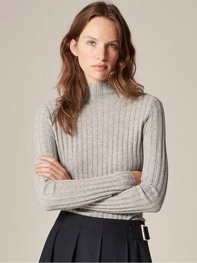 New! J.Crew Wide-rib cashmere turtleneck sweater